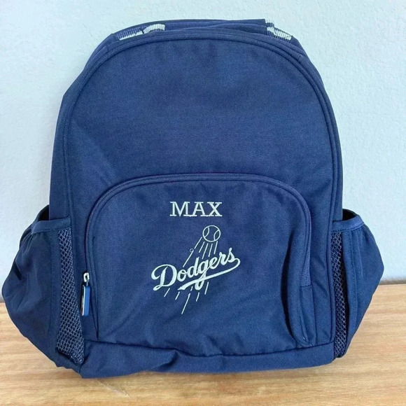 Pottery Barn Kids LA Dodgers Mackenzie Navy Personalized “Max”Large Backpack NEW - Picture 11 of 15